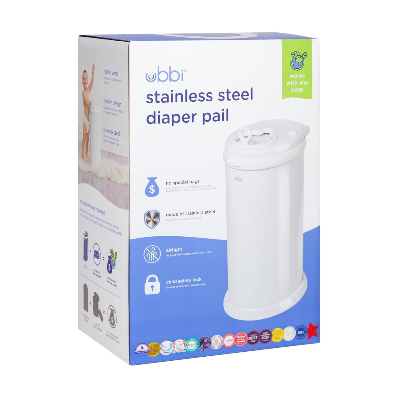 Ubbi Steel Diaper Pail Odor Locking Review
