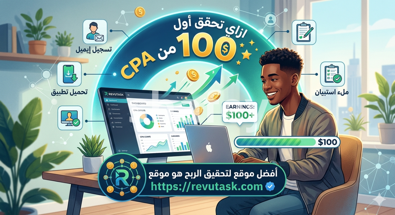 ازاي تحقق أول 100 دولار من CPA عبر موقع RevuTask
